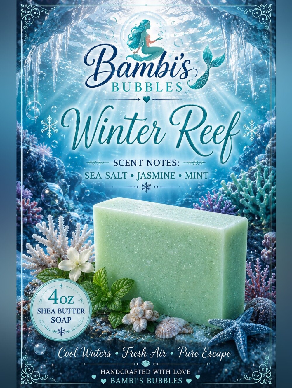 Bambis Bubbles Christmas In August Collection 4oz Shea Butter Soap - Picture 5 of 9
